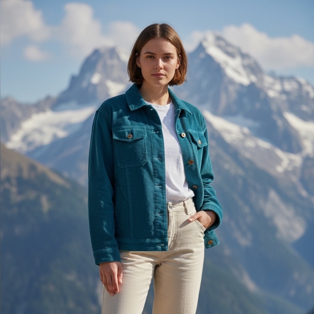 NWT Northern Reflections Corduroy Boyfriend Women’s Teal Jacket Cottagecore Sz M - Picture 2 of 10